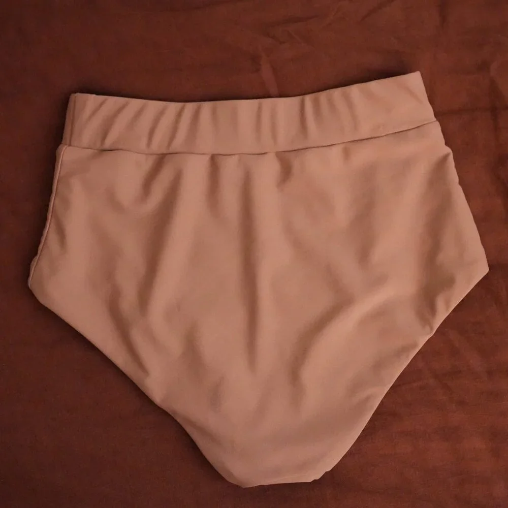 Dusty Pink High-Waisted Bikini Bottom Geode Swimwear
